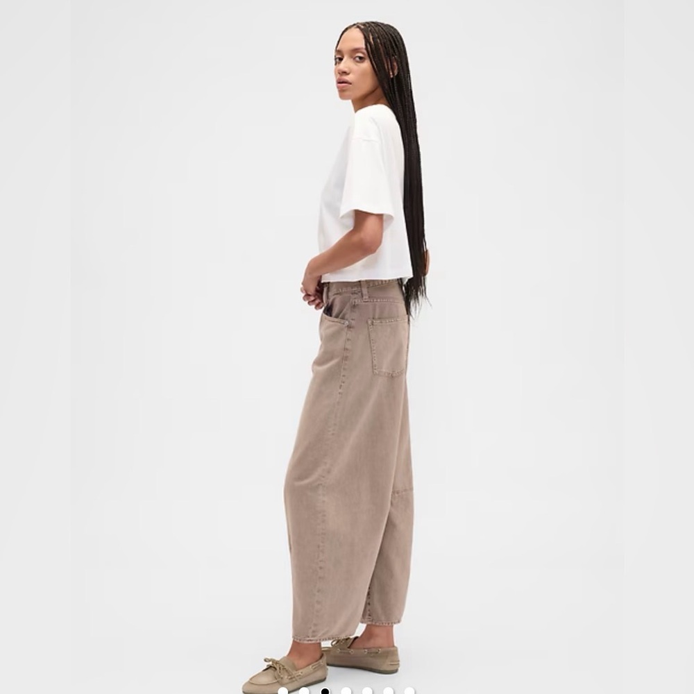 GAP Barrel Leg Jeans 30 Short Taupe - Picture 3 of 9